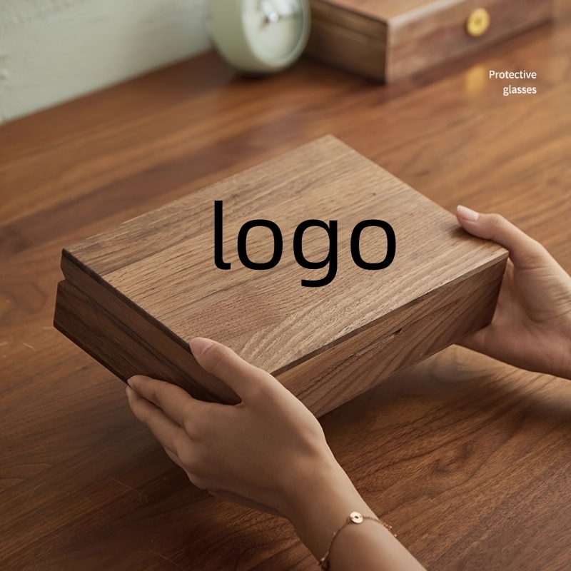 Personalized Retro Wooden Jewelry Box with Flip-Top Lid