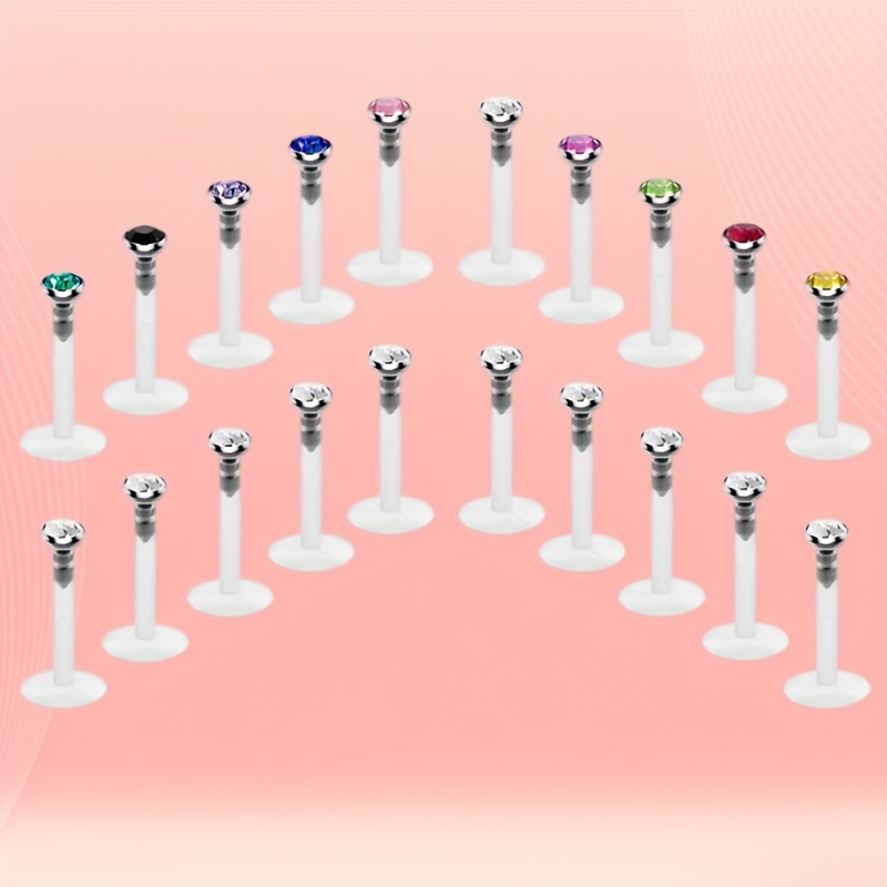 20pcs Acrylic Lip Studs, Ear Bone Studs, , And Not To Cause Allergies, Puncture Retainer, Transparent Color Multi-field Application
