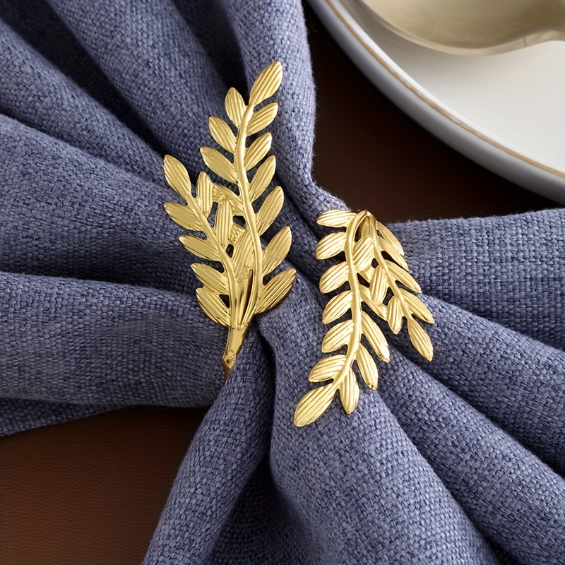 

12-pack Cast Iron Napkin Rings - Solid Color Wheat Sheaf Design, Polished Metal Finish