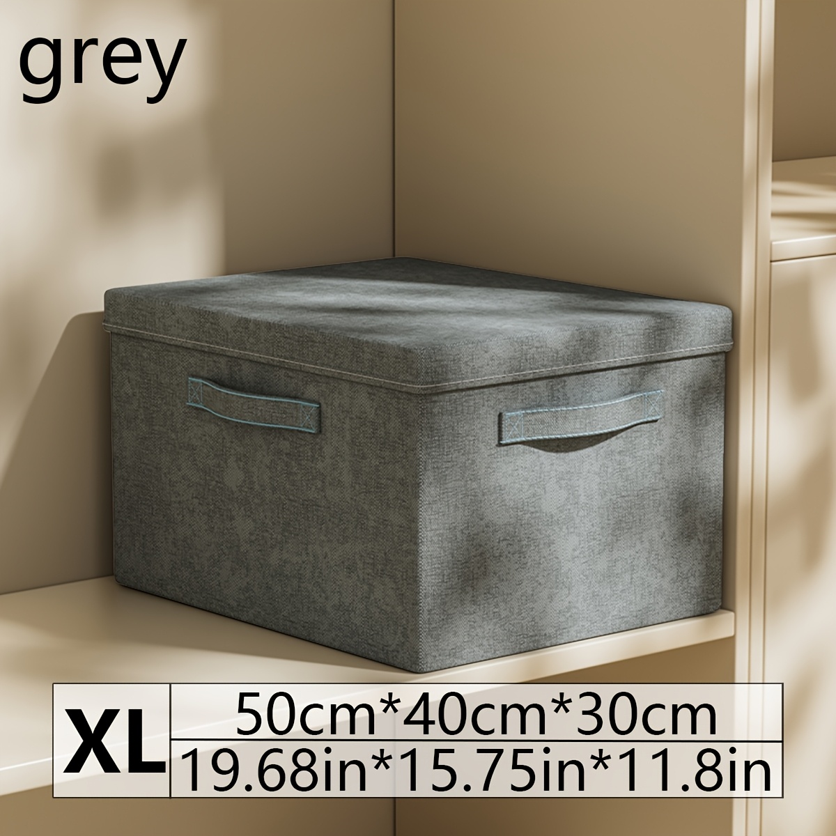 Image of Large Capacity Collapsible Fabric Storage Box With Lid, Wardrobe Organiser - Suitable For Home Organisation, Boxes And Containers, Storage Boxes With Lids For Home Organisation, Under-bed Storage