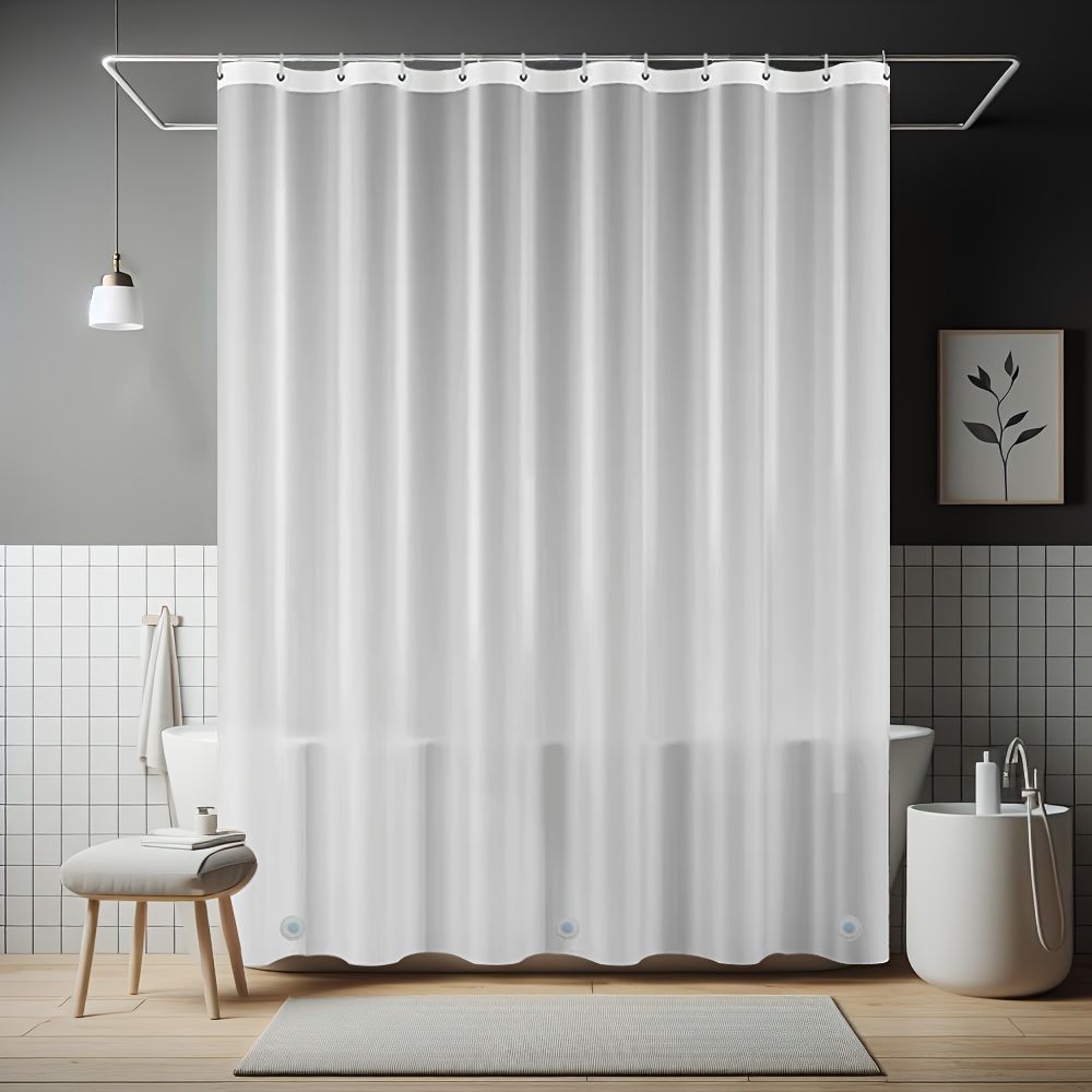 

1pc Shower Curtain, 70*72", Translucent Frosted, With 3 Strong Magnets, Simple Style, Waterproof, Easy To Dry, Soft, Suitable For Home And Hotel Bathroom Rooms