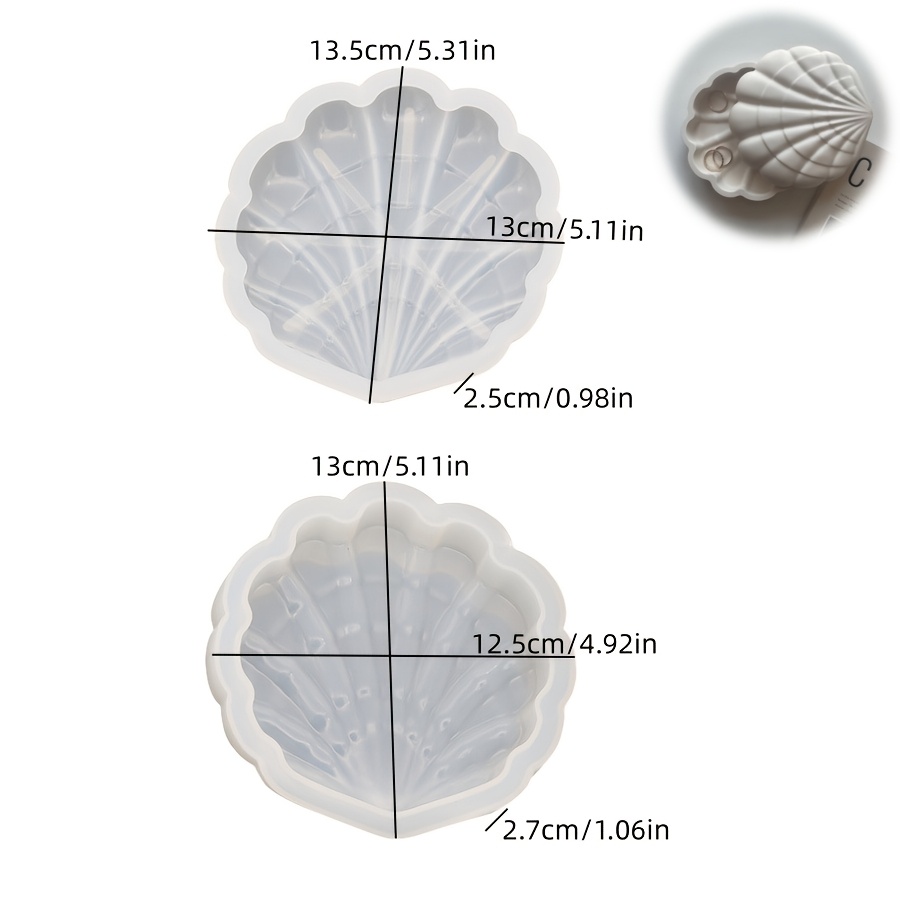 TEMU 1 Set Diy Shell Mold Suitable For Clay & Resin Crafts - Shell-shaped Silicone Mold With , Reusable Epoxy Resin Compatible For Jewelry Storage