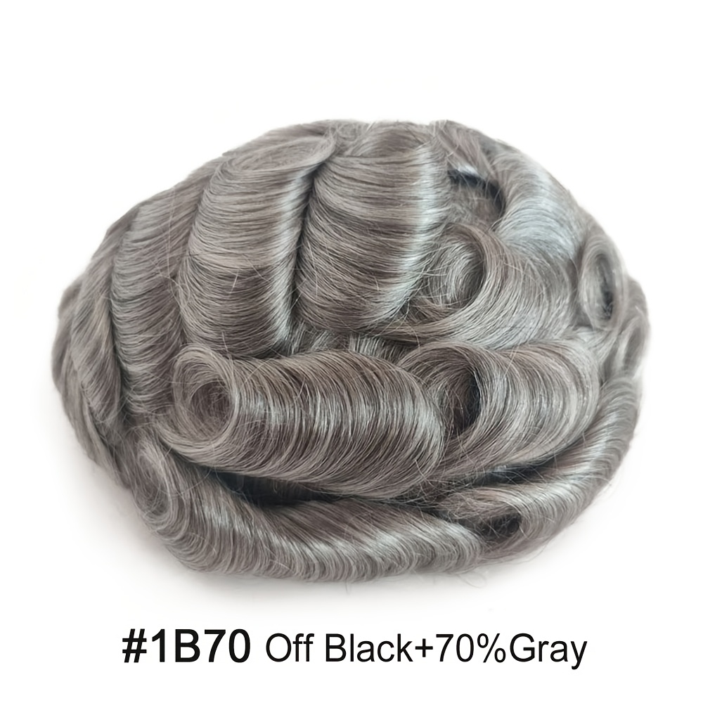Men's Real Human Hair Wig Suitable For - Lace Front With Pu Base, & Natural Hairline | Hand-tied Toupee Hairpiece | 7x10 Inch Density For Baldness Replacement (/grey)