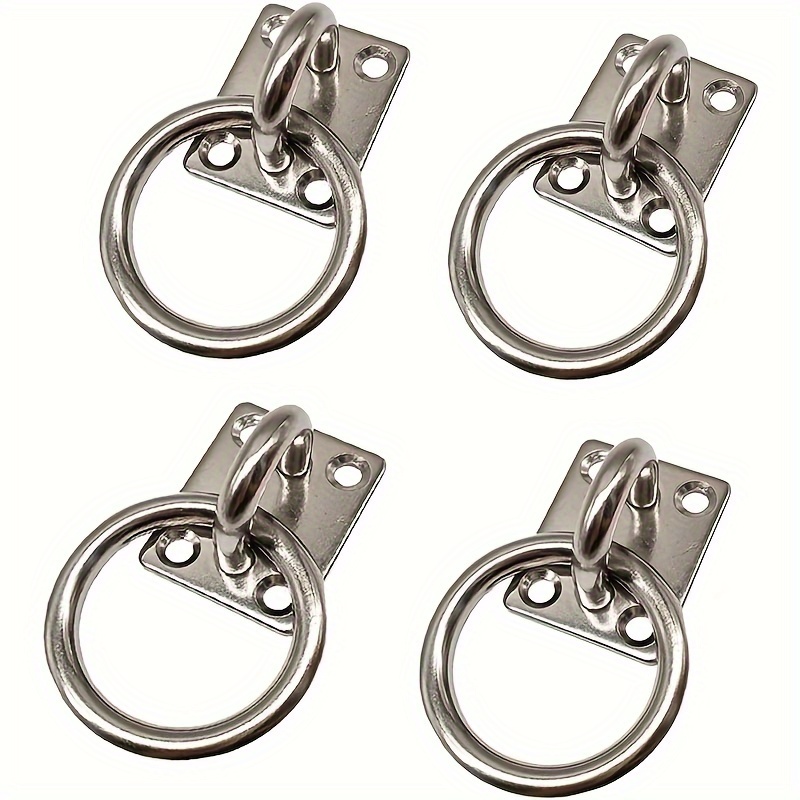 TEMU 4pcs Marine Grade 304 Stainless Steel Square Pad Eye With Ring, 3/16