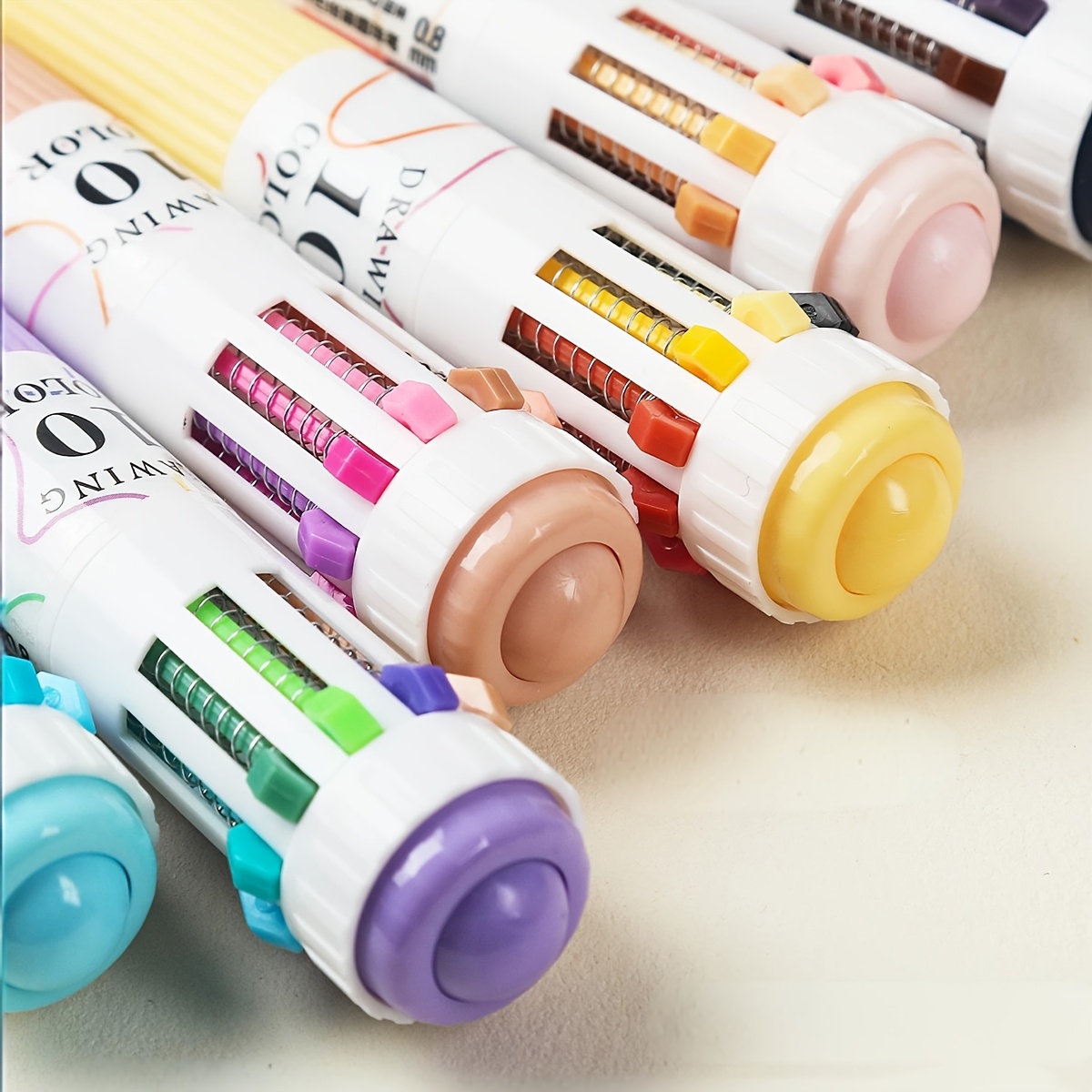 LANGUO 10-in-1 Ballpoint Pen Set, Quick Drying & Stackable Colors