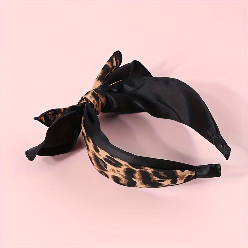 

1pc Chic Leopard Print Bowknot Women's Headband - Elegant & Bohemian Style Polyester Knotted Hair Accessory, And Valentine's Day Gift