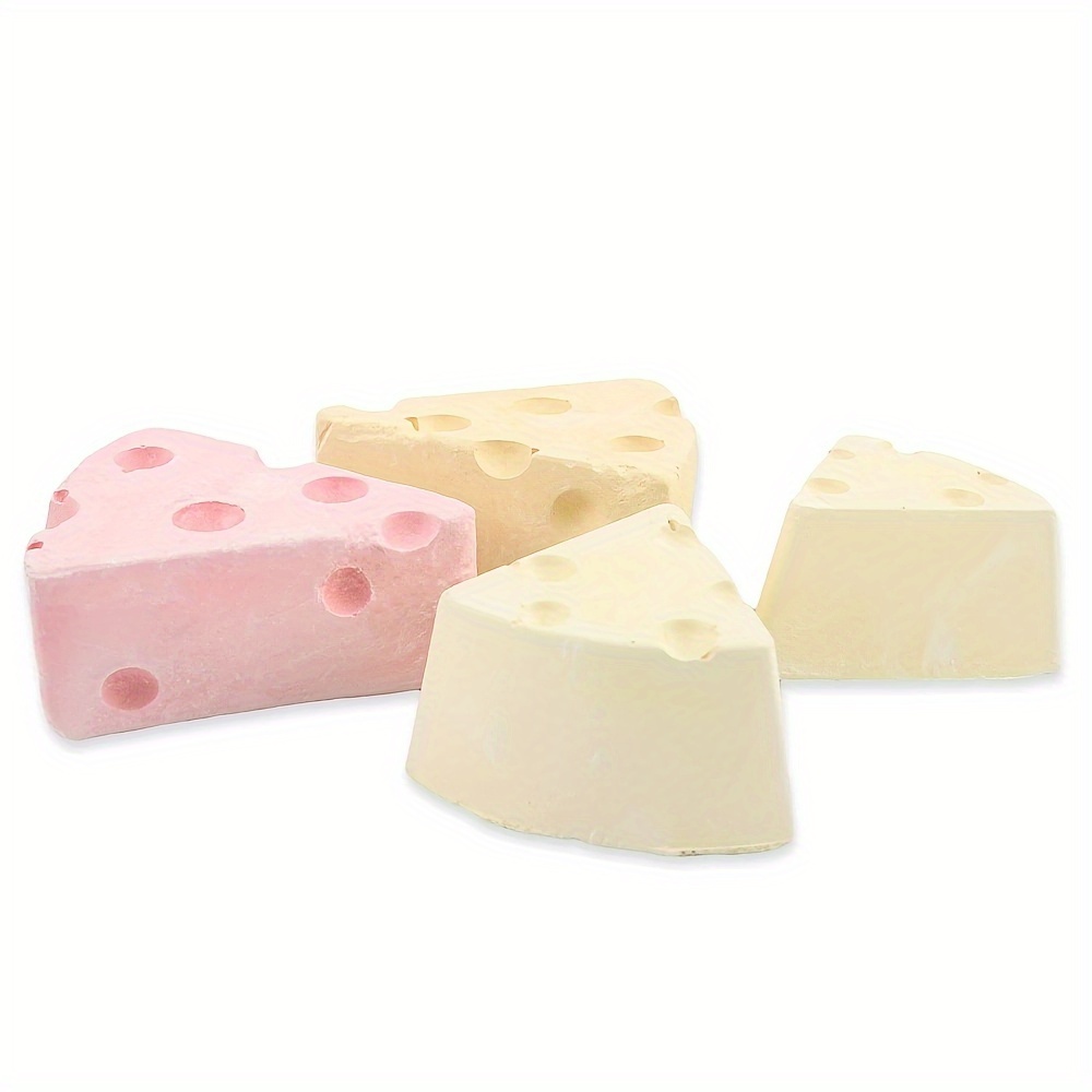 Cheese-Shaped Hamster Chew - Durable Gypsum & Volcanic Stones Teeth Cleaning Treats, Non-Electric Calcium Supplement for Small Pets, Wear-Resistant Dental Health Snacks for Hamsters