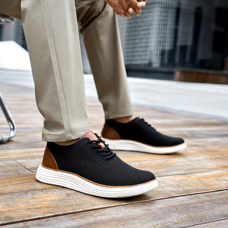 Men's Breathable Mesh Sneakers - Comfortable Walking Oxford Shoes with Lace-Up Design for Casual & Daily Use