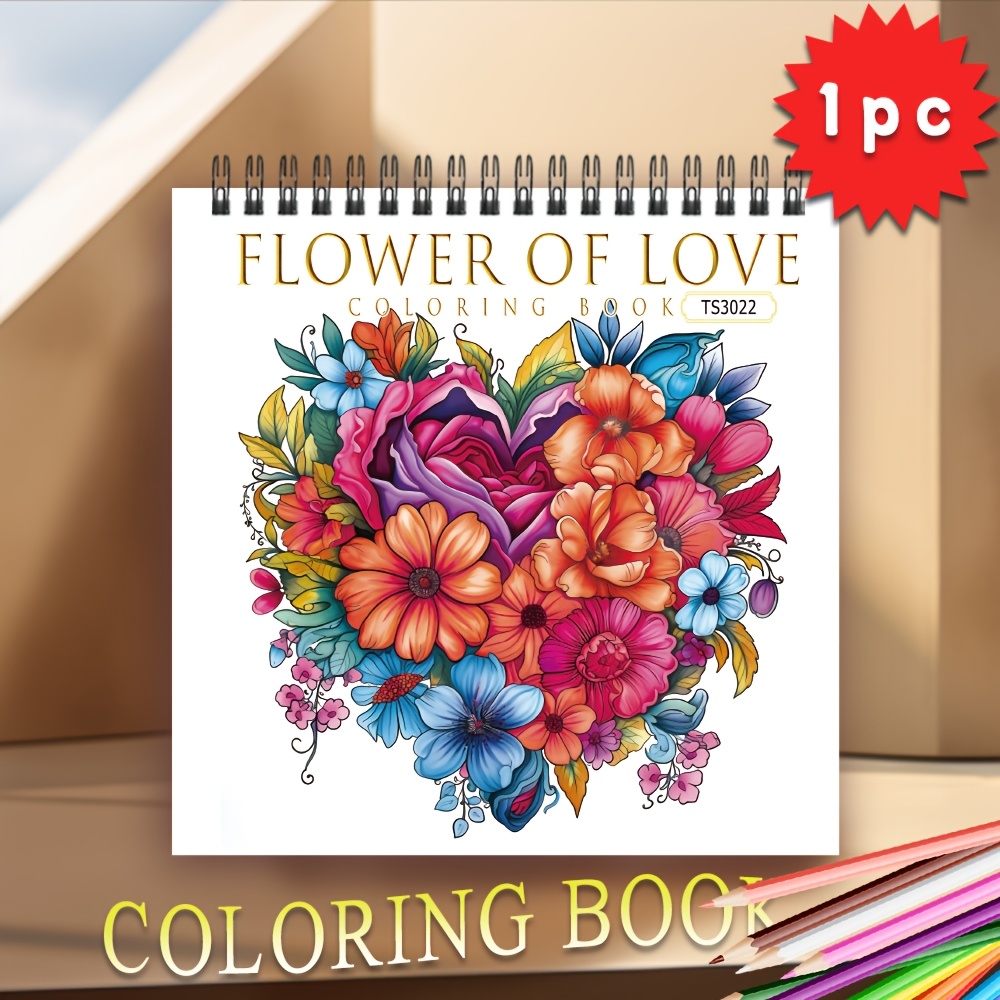 

1pc Tlenpo "flower " Spiral Coloring Book - , 8.3x8.3", 100gsm Paper For Relaxation - Ideal Gift For Birthdays, New Year's, Christmas, Halloween & More (accessories Not Included)