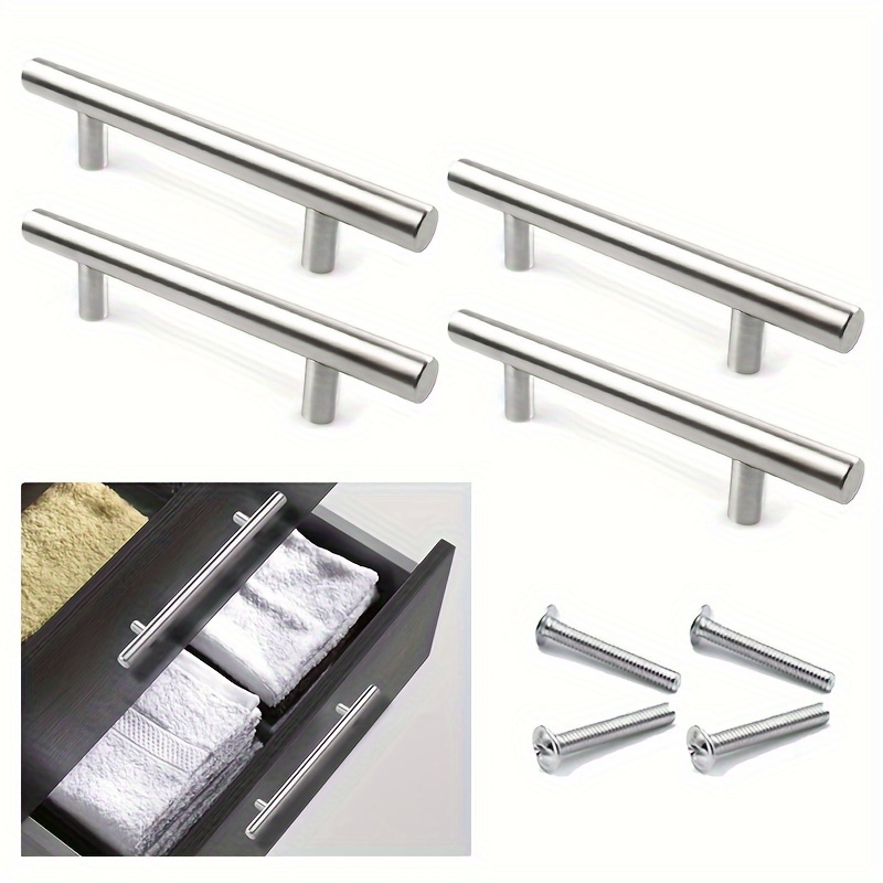 

Stainless Steel Pulls: 10 Pieces - , Brushed , Suitable For Cabinets And Drawers