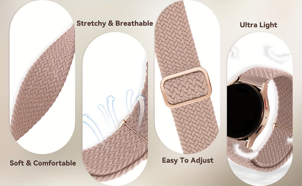 1pc 20mm Braided Bands Compatible With Samsung Galaxy Watch 6/5/4 40mm 44mm/Watch 5 Pro 45mm/Watch 6/4 Classic 43mm 47mm 42mm 46mm/Active 2/Active/Watch 3 41mm, Elastic Stylish Release Bands