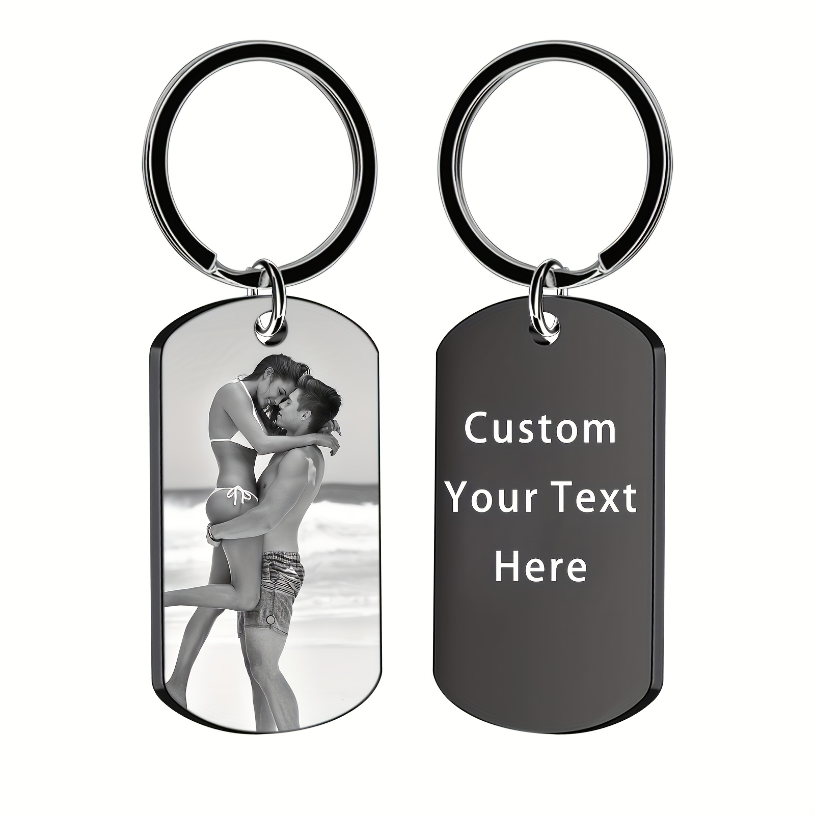 Custom Photo Keychain - Personalized Picture & Text Keychain For Men, Women, Boyfriend - Great Gift Idea