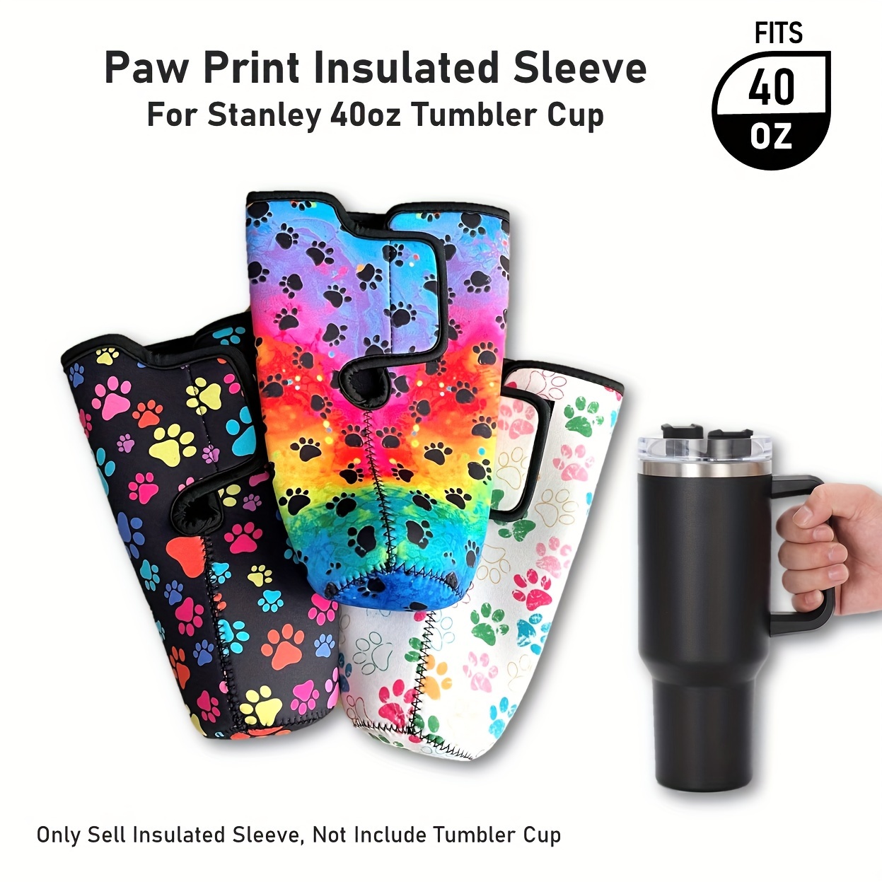

1pc Cute Paw Printed Water Cup Sleeve, 40oz Neoprene Water Bottle Sleeve - Keep Your Tumbler Cup Insulated - Fits For 40oz Tumbler Cup