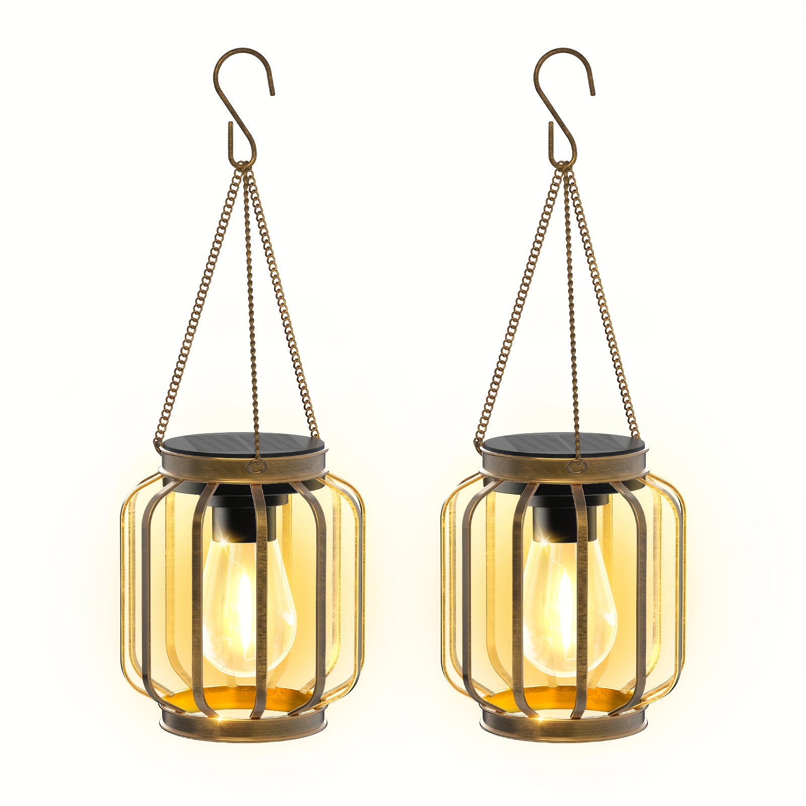 Image of 2/4pcs Solar Lantern Lights Outdoor, Spring Summer Solar Lights. Ideal For Decorating Gardens And House Courtyards. Perfect As Gifts For Mother's Day