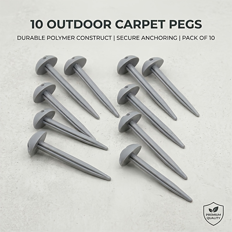 TEMU 10pcs Durable Gray Plastic Dome Anti-wind Ground Mats With Nails - And Extract Anchors, 95mm Perforated Mushroom Shape Design, Ensuring Stable