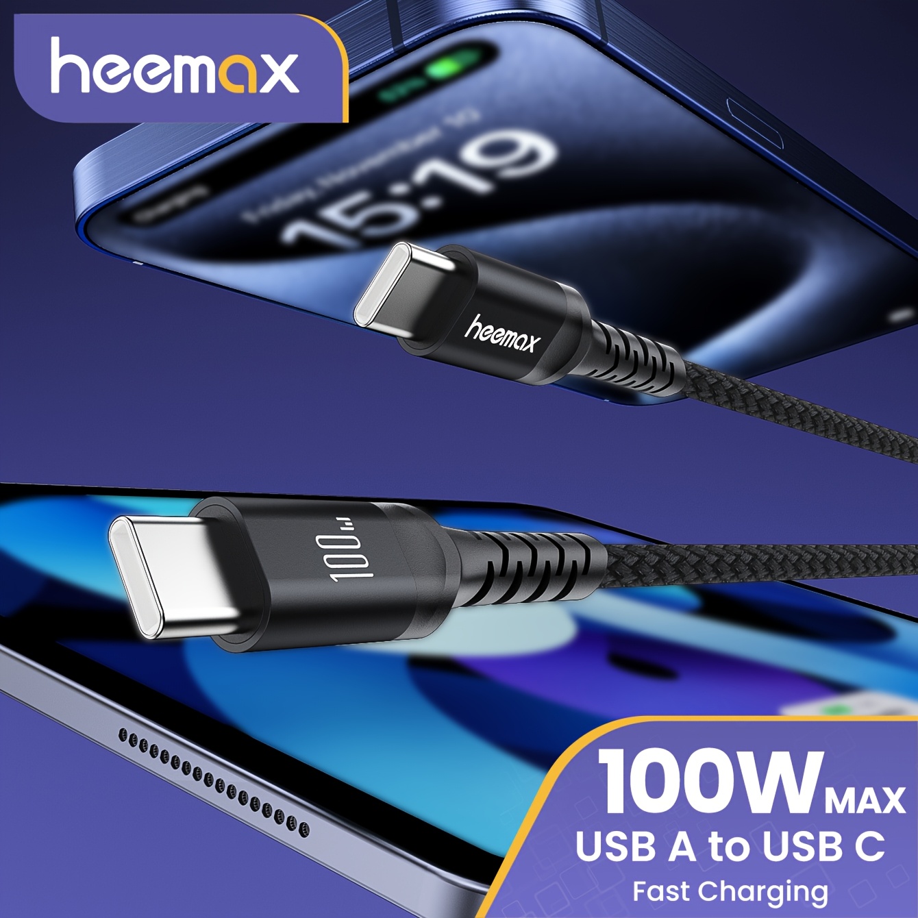 Câble Charge Rapide USB 4 En 1 - Micro USB, Type C, Pour Téléphone Et Tablette