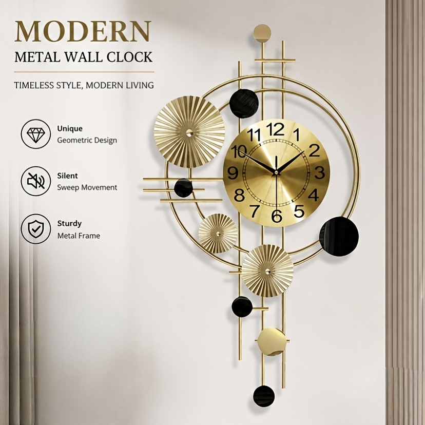 Modern Nordic Wall Clock, Silent Non-Ticking Minimalist Design