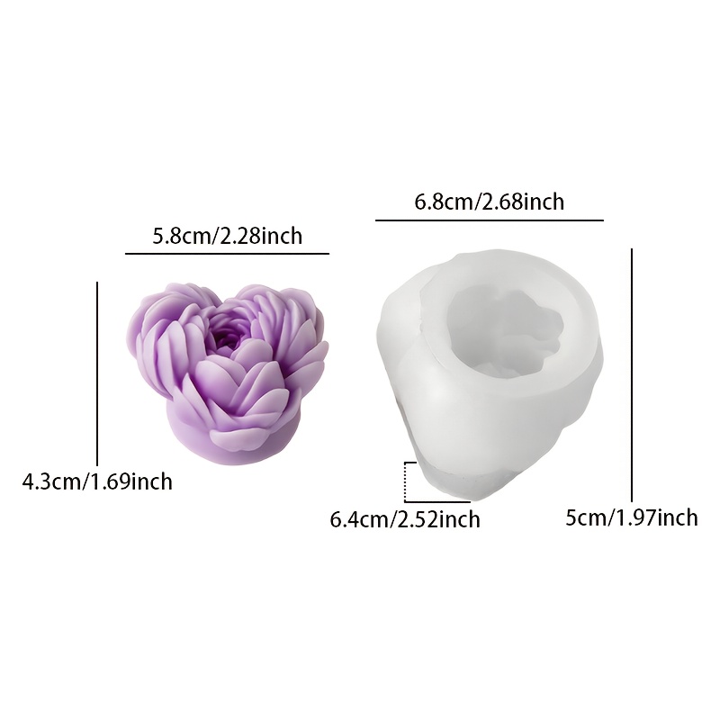 TEMU 1pc Flower Candle Mold - Suitable For Resin, Plaster, Concrete Crafts, 3d Flower Relief Design With Layered Petals - Perfect For Home Decor,