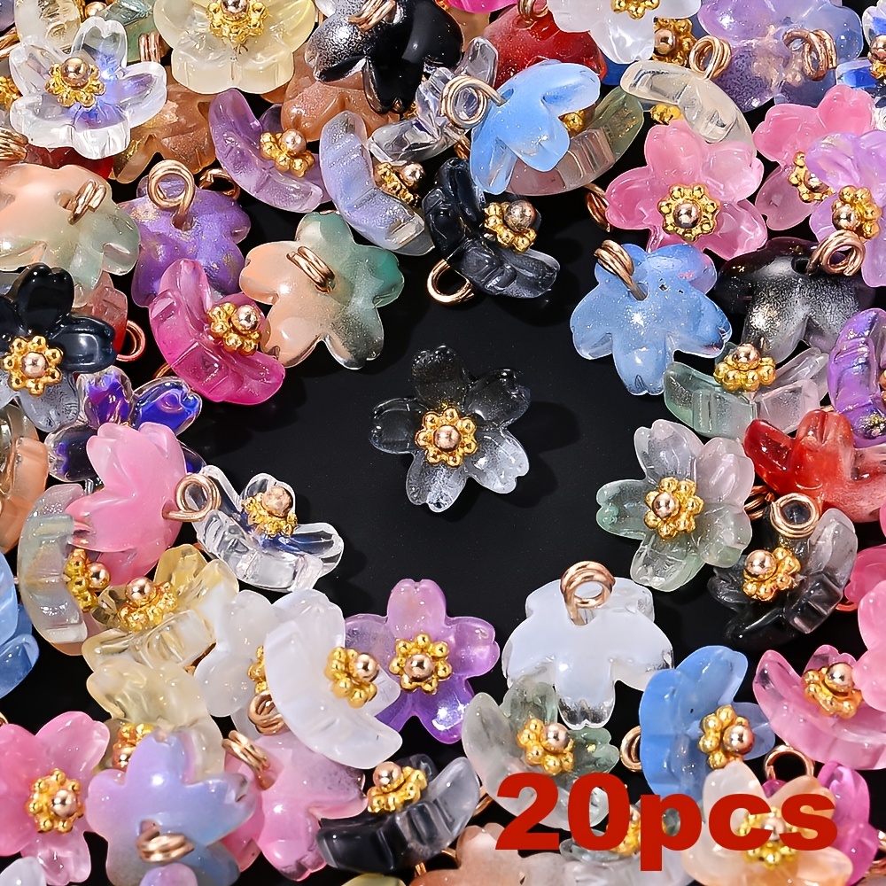 TEMU 20 piezas de 10 mm ( aleatoria) de cuentas de cristal con forma de en degradado - Cuentas separadoras brillantes con de , para hacer joyas DIY,