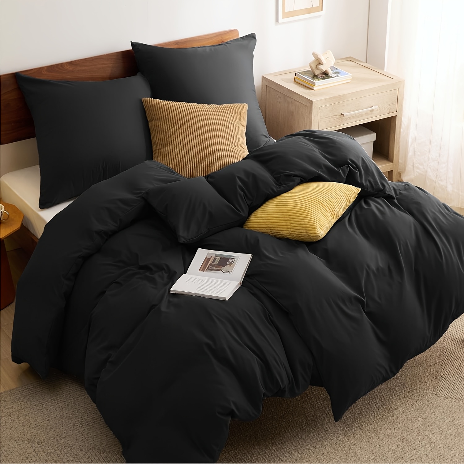 TEMU 4pcs Bed 135 X 200cm, 120g Brushed Polyester Bed Sets, 2 Duvet Covers 135 X 200cm And 2 Pillowcases 80 X 80cm, -tex Certified, Polyester