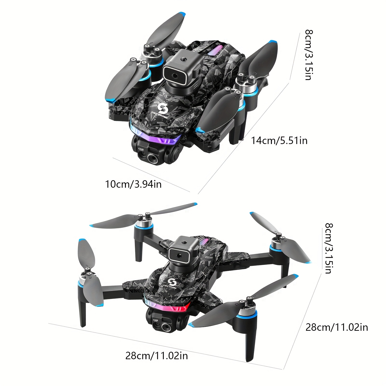 Drone S160 z Silnikiem Bezszczotkowym, Unikanie Przeszkód, Podwójna Kamera EIS & Optyczne Wznoszenie - Składany Quadcopter z em, Długi Czas Lotu, Łatwy w Obsłudze dla Początkujących i Dzieci, Idealny na Prezent Urodzinowy/Podróżniczy (Czarny/Niebieskie Akcenty) - FPV Wyścigi & Aerial Photography, Zewnętrzne Przygody, Elegancki Design, Stabilny Lot, Technologii dla Entuzjastów, Teleskopowa Kontrola, Bateria Polimerowa do Ładowania