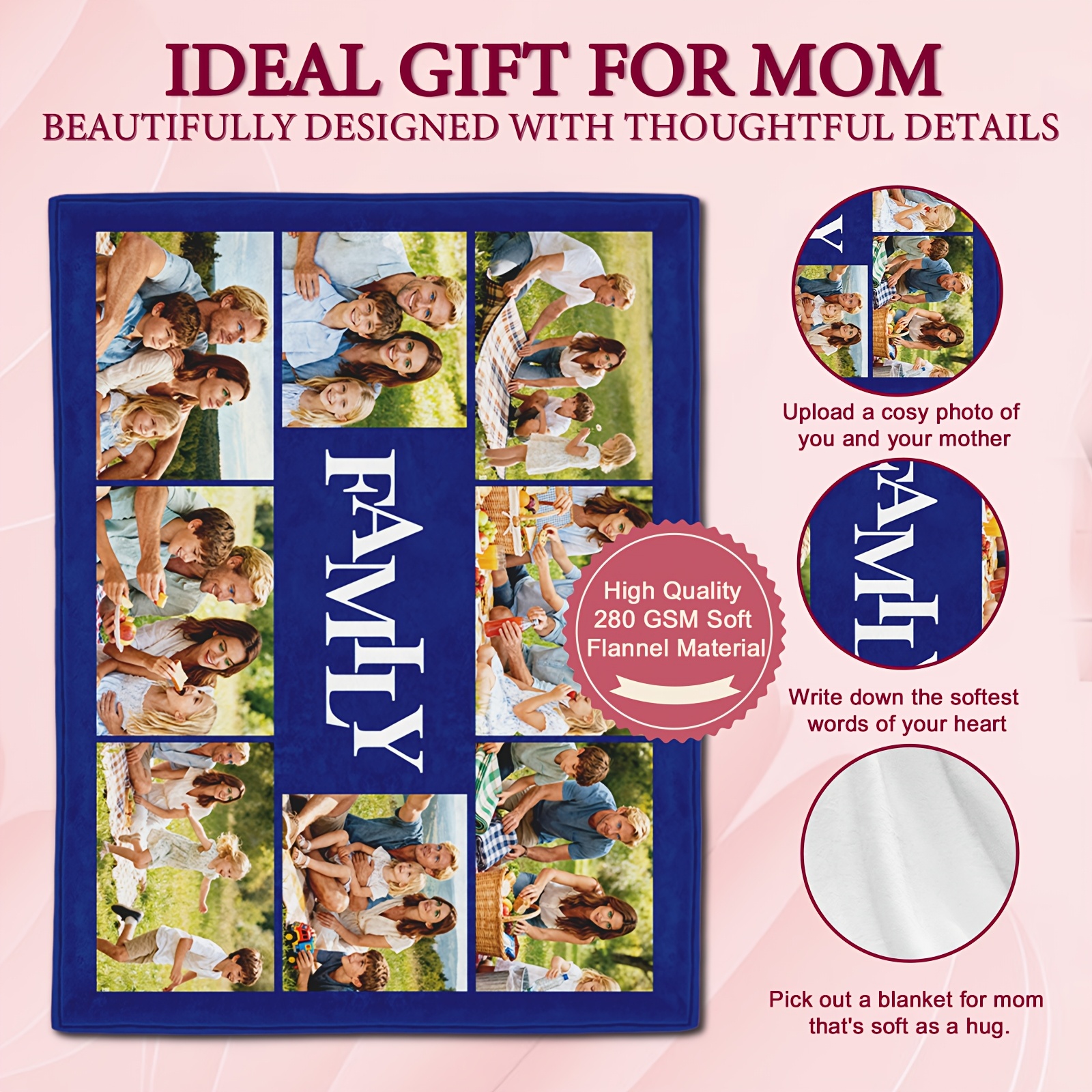 Custom Photo Blanket, Personalized Throw for Loved Ones