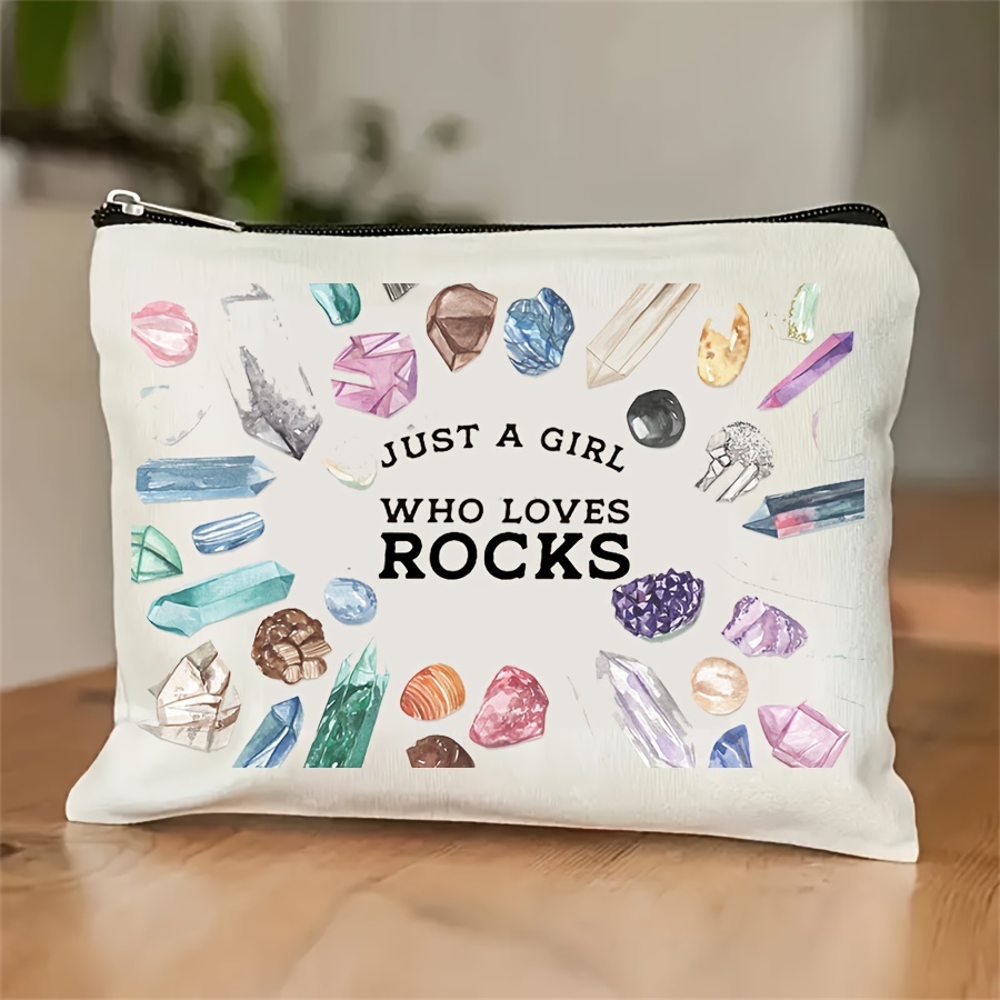

1pc Trendy Geology Diamond Crystal Zipper Pouch, Lightweight, Ideal Gift For Rock Lovers, Geologists, And Teachers. Colorful Stone Makeup Bag, Outdoor Travel Storage Bag, Gifts For Women & Friends