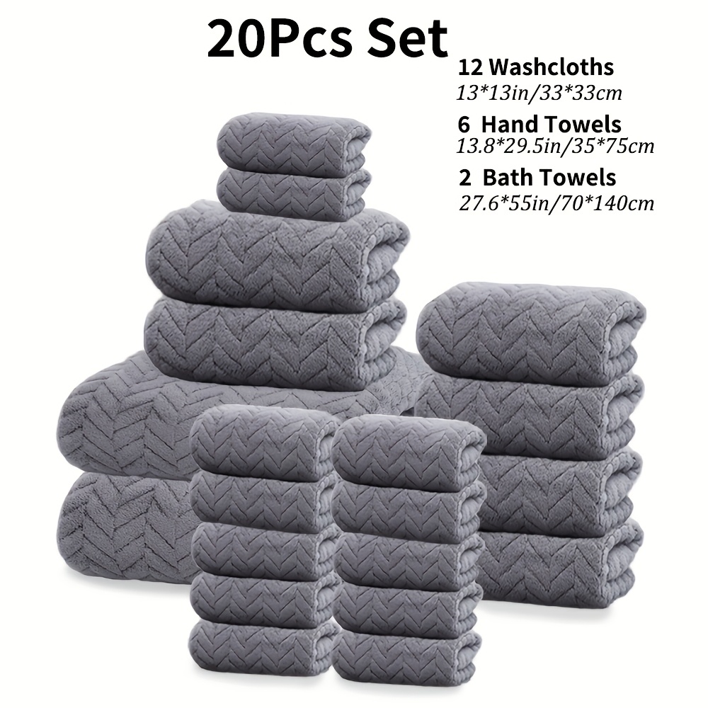 Image of 20/8pcs Bathroom Towels Set,includs Bath Towels, Hand Towels, Washcloths And Bath Gloves, Microfiber Material, Options,soft And Comfortable,hanging ,suitable For Bathroom Shower, Hotel