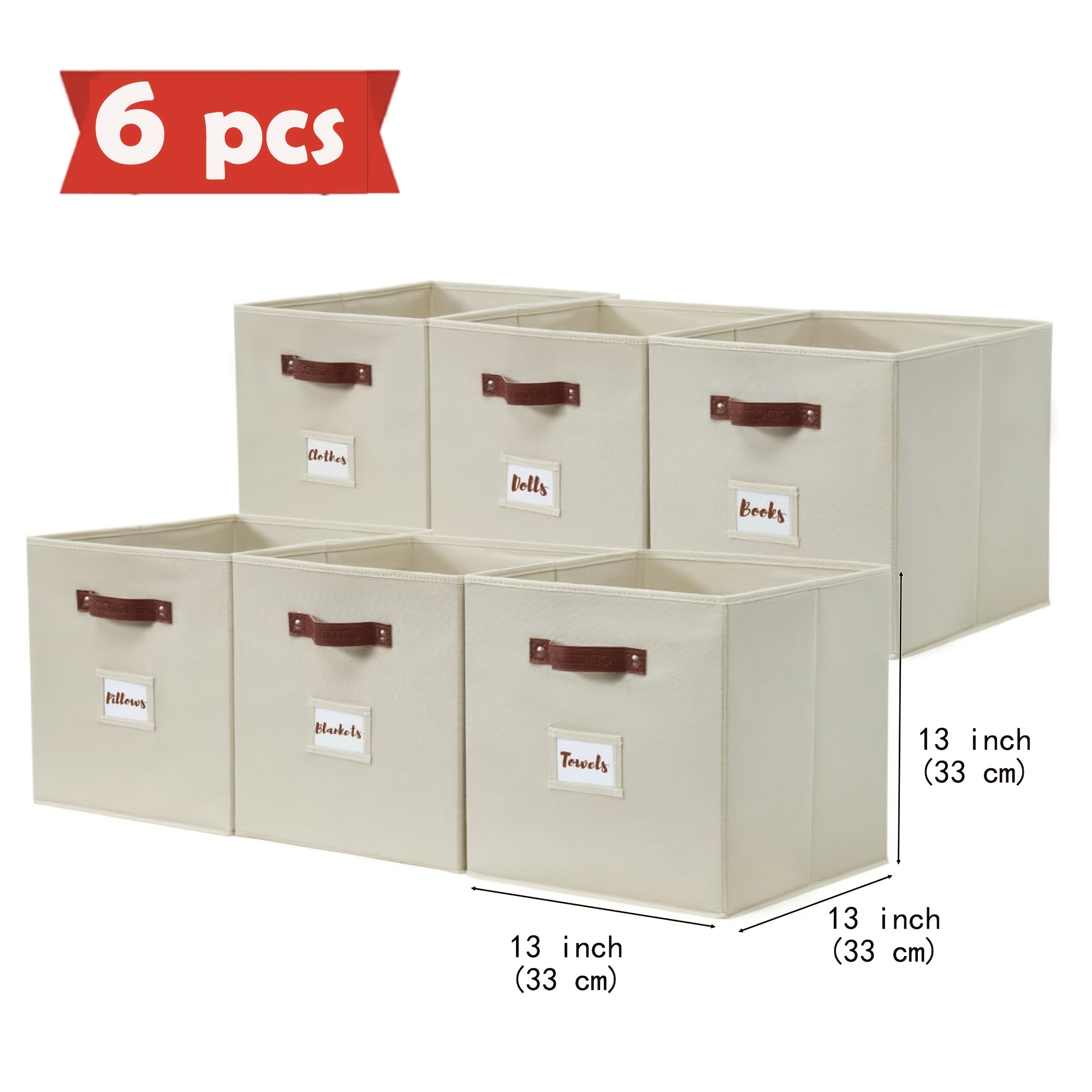 TEMU Boîte de rangement pliable avec étiquette, organisateurs d'étagères, pliable, pour vêtements