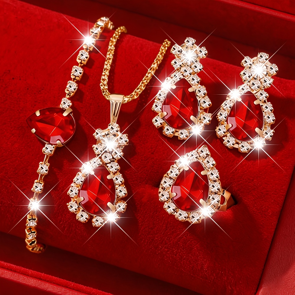 TEMU Women's Bohemian Bling Set,1pc Necklace +1 Pair Earring +1pc 1pc Braclet Suitable For Daily Wear, Gift For Wife, Mom, Girlfriend - Layered For
