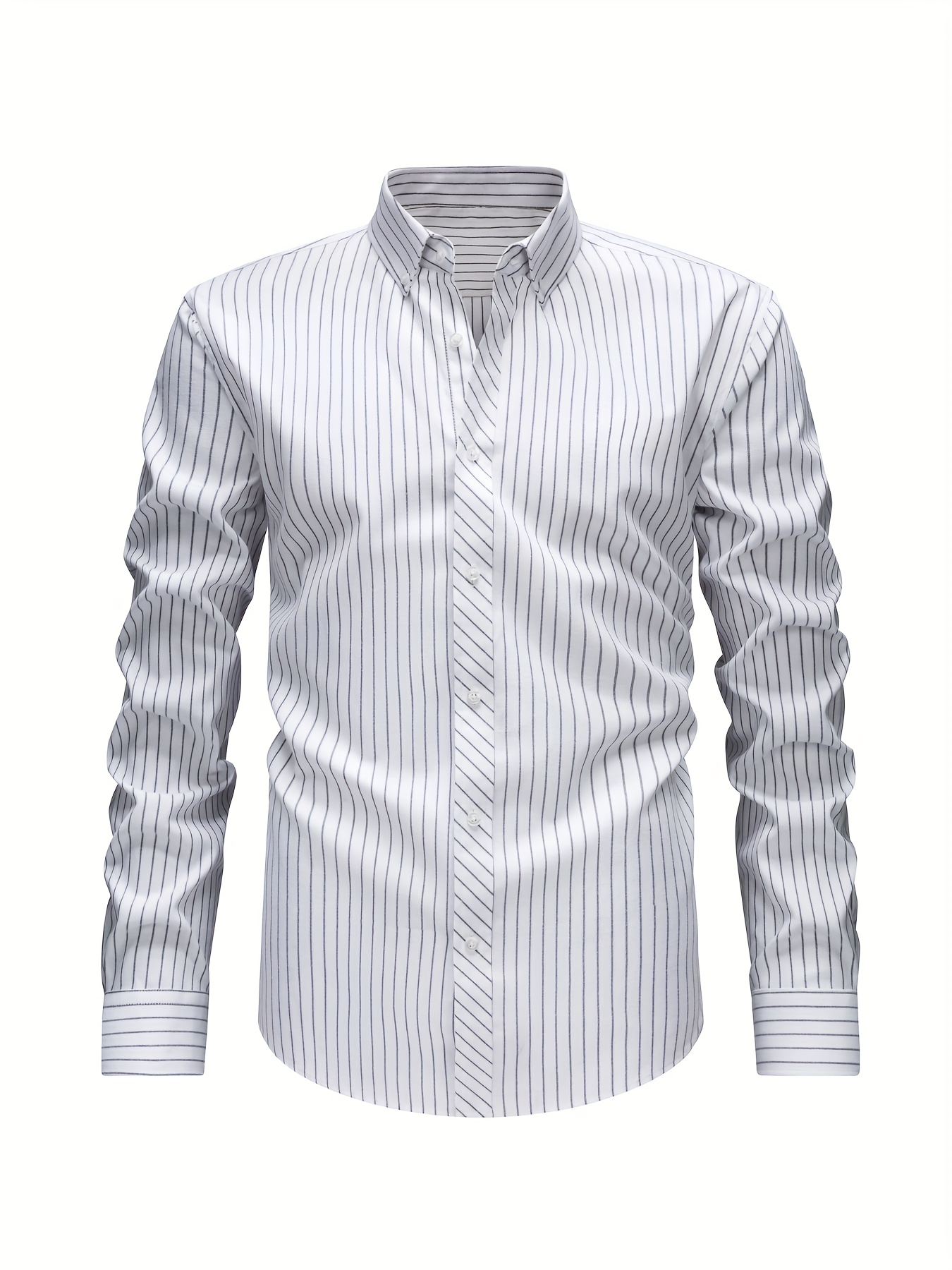 Oxford Shirts, Men'S Casual Stylish Long Sleeves, Business Loose Shirts, Button- Striped Dress Shirts, Long-Sleeve Collared Office Work Shirts with Fine Stripes, Perfect for Casual Outings And Streetwear