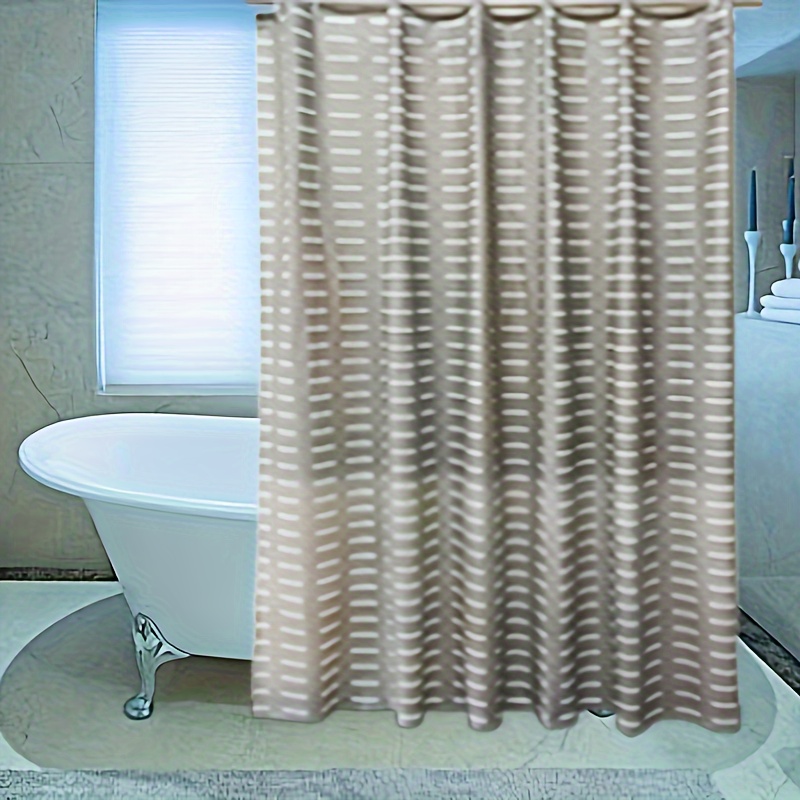 TEMU Water-resistant Peva Shower Curtain Liner – Fashion Themed, Easy Wipe Clean, Non-textile Weave, 50gsm Durable With Free 12 Hooks, Water & Stain Resistant Bathroom Partition Curtain