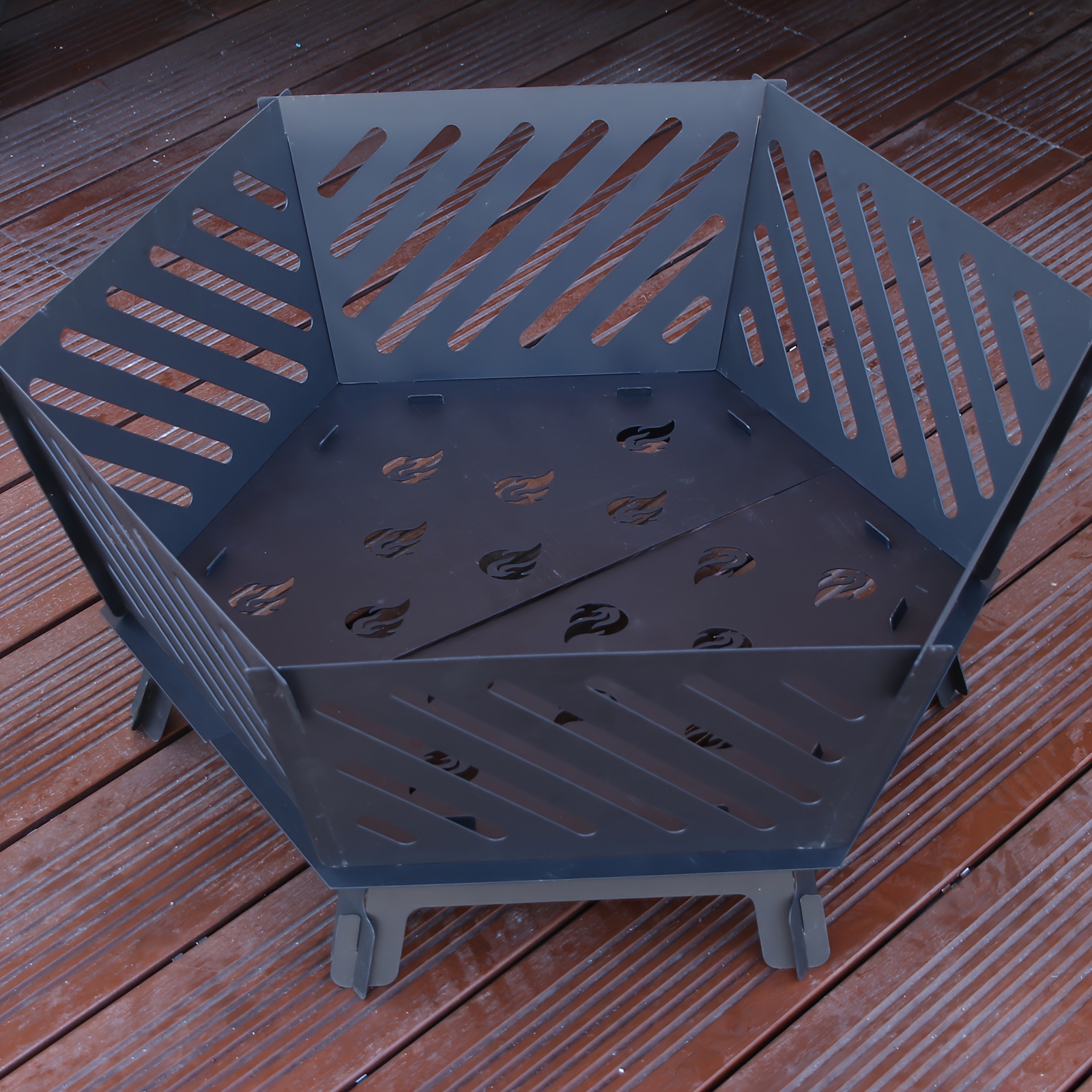 TEMU Hexagonal Fire Pit, A Foldable And Portable Outdoor Fire Bowl With A , Suitable For Patios, Camping, And Backyards