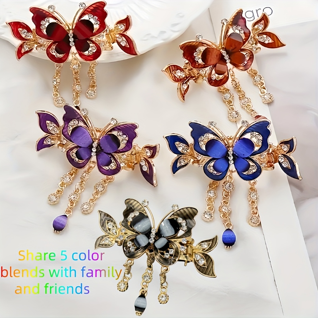 TEMU 5pcs/ Set Retro Elegant Hair Clips, Multifunctional Tassel Hair Accessories Wedding Hair Jewelry Bohemian Hair Band Hairpins Hair Ring