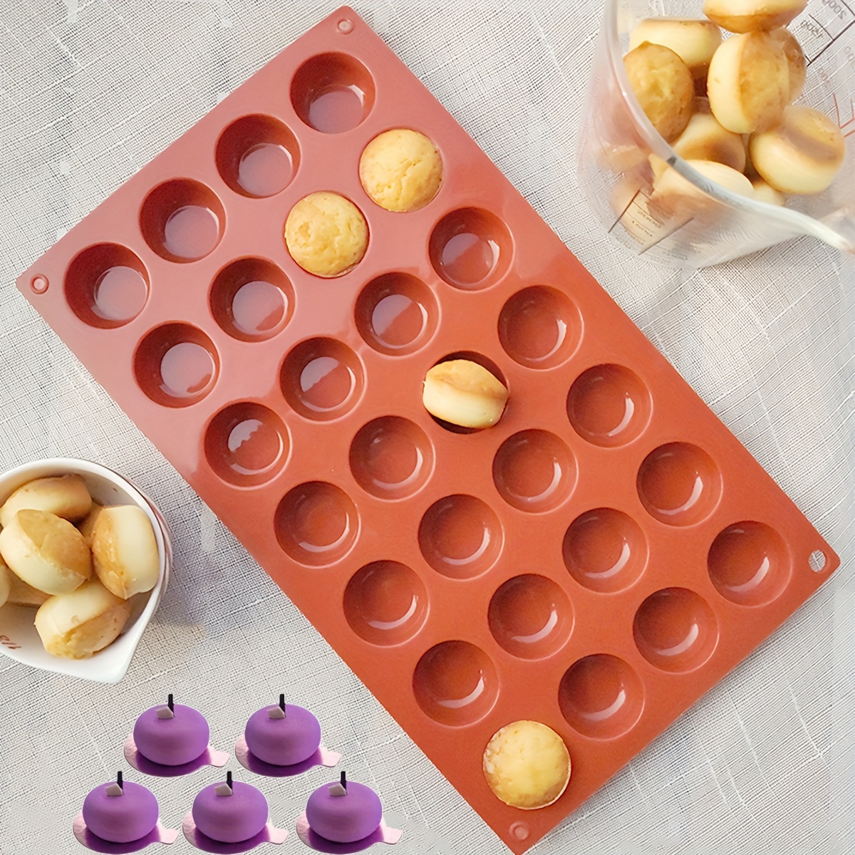 

Silicone Cylinder Mold For French Desserts, Chocolates & Soap Making - 1pc 28-hole , Flexible & Reusable Baking Mold For Mini Cakes, Candies & Glue Drops - Diy Tool