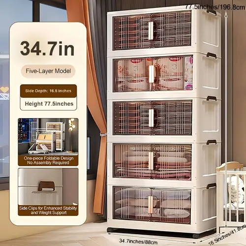 1 3 4 5 tier 34 7 extra large folding storage trunks with lids stackable plastic bins on wheels collapsible organizer for closet bedroom office foldable storage lockers room decor