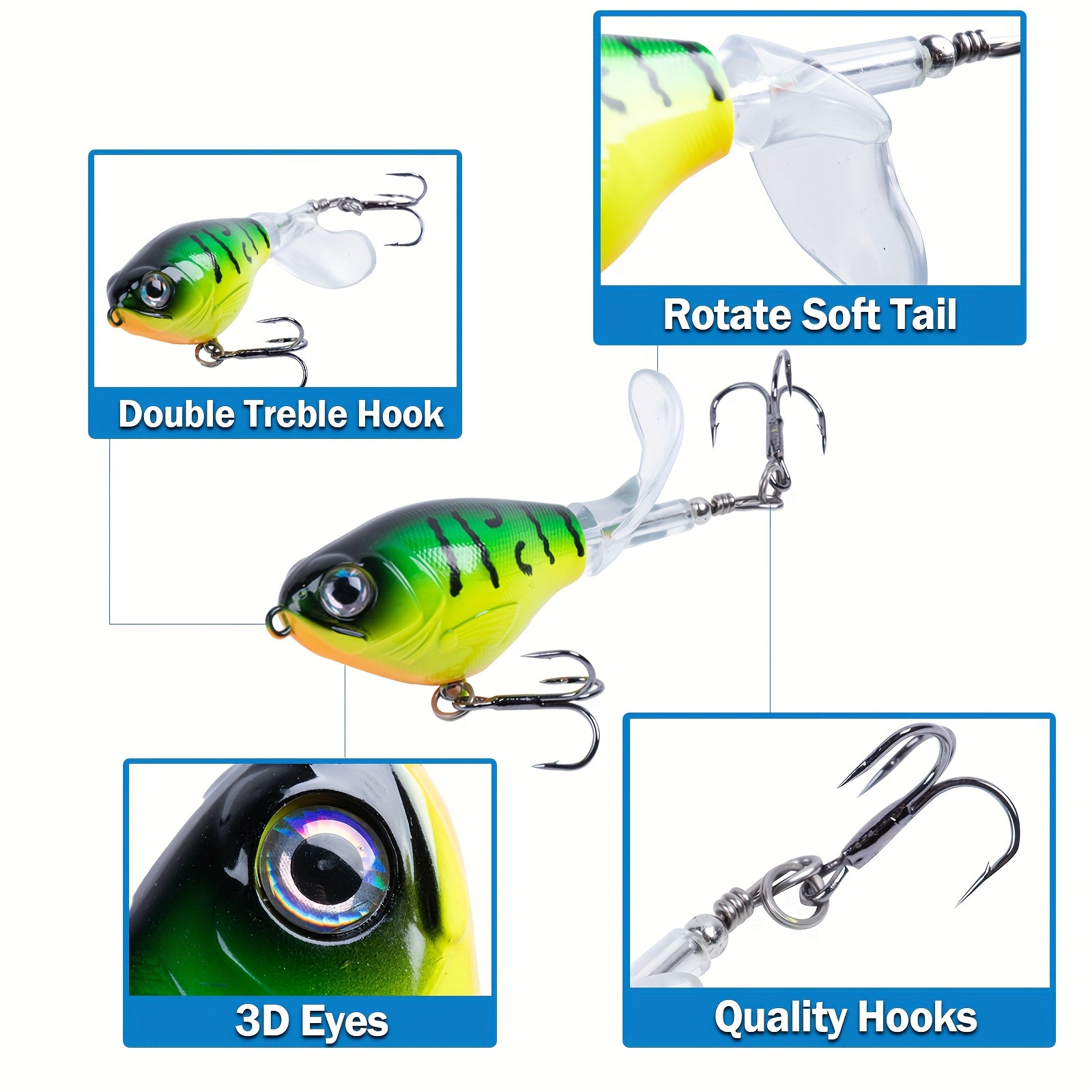 Topwater Fishing Lure Rotating Tail Artificial Hard - Temu