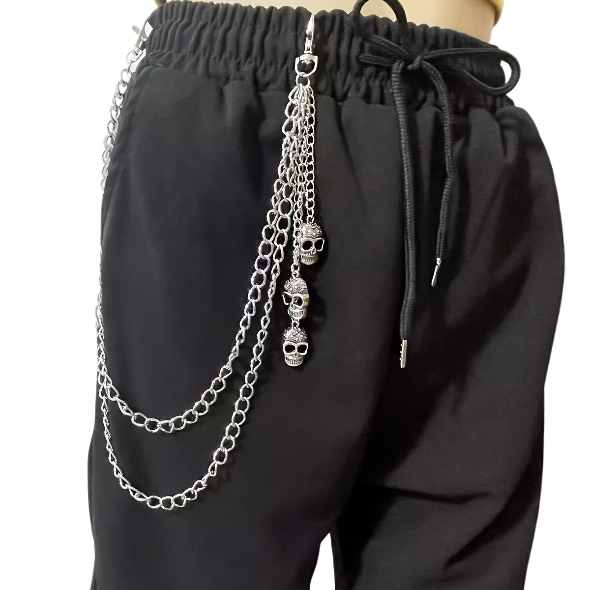 

Gothic Punk Skull Metal Waist Chain - Hip Hop Style, Pants Accessory For Women