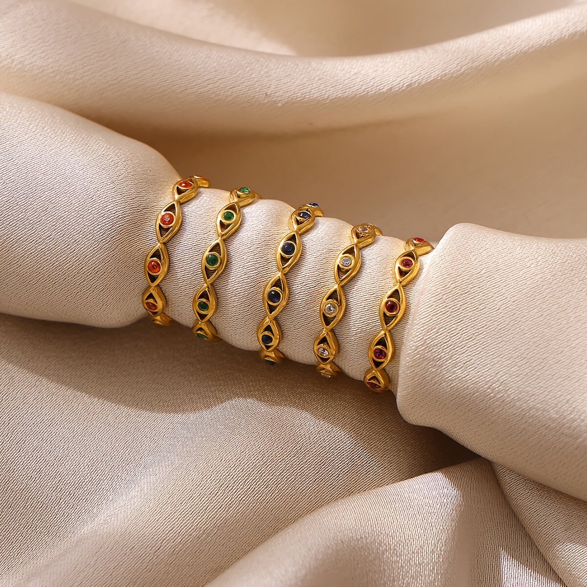 Golden-Plated Evil Eye Open Ring, Stylish Statement