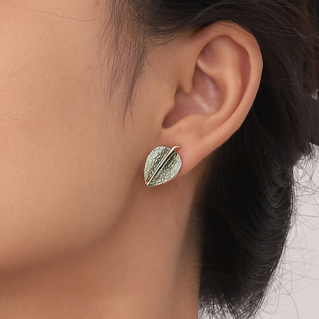 Green Leaf Necklace & Earring Set Bohemian Style