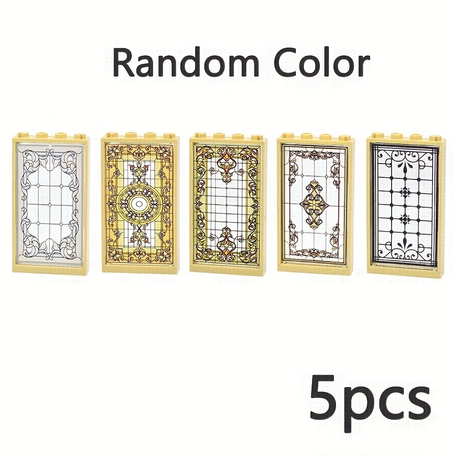 5pcs Moc Parts Building Blocks 1x4x6 Random Color Compatible 57895 60596 Church Pattern Window Glasses Door Frame Toys