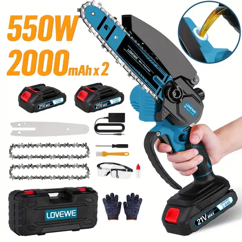 cordless mini chainsaw 6 inch handheld electric chain saw with 2pcs 2000mah batteries 18ft automatic chain tensioning auto for tree branches courtyard household and gardens ideal fathers day gifts for men husband