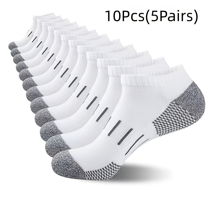 TEMU 10 Pairs (5 Pairs) Of Men's Outdoor Running Socks Towel Bottom Shock-absorbing Sports Socks For Spring And Autumn