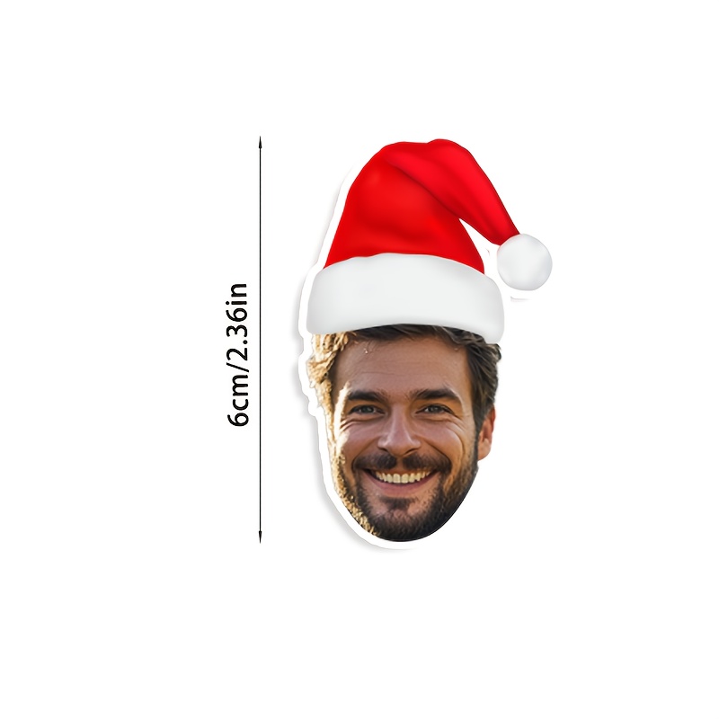 TEMU Custom Christmas Stickers, Personalized Photo Labels With Santa Hats, Festive Candy Stickers For A Christmas, Self-adhesive Labels For Cookie