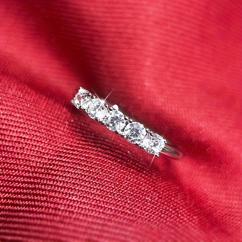 Women's Silvery Faux Diamond Eternity Ring Wedding Band for Bride