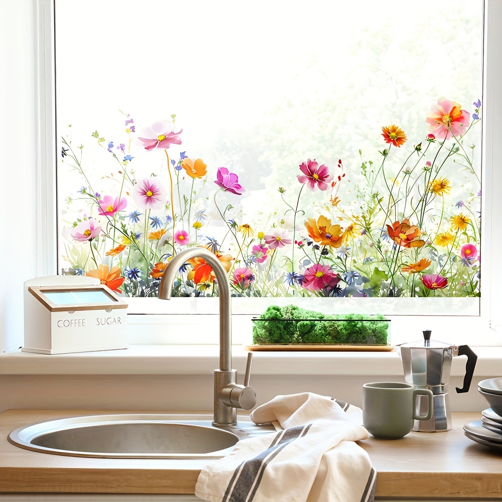Colorful Plants Flowers Wall Paste Living Room Bedroom Home Corner Line Decoration Window Home Decoration Wall Paste