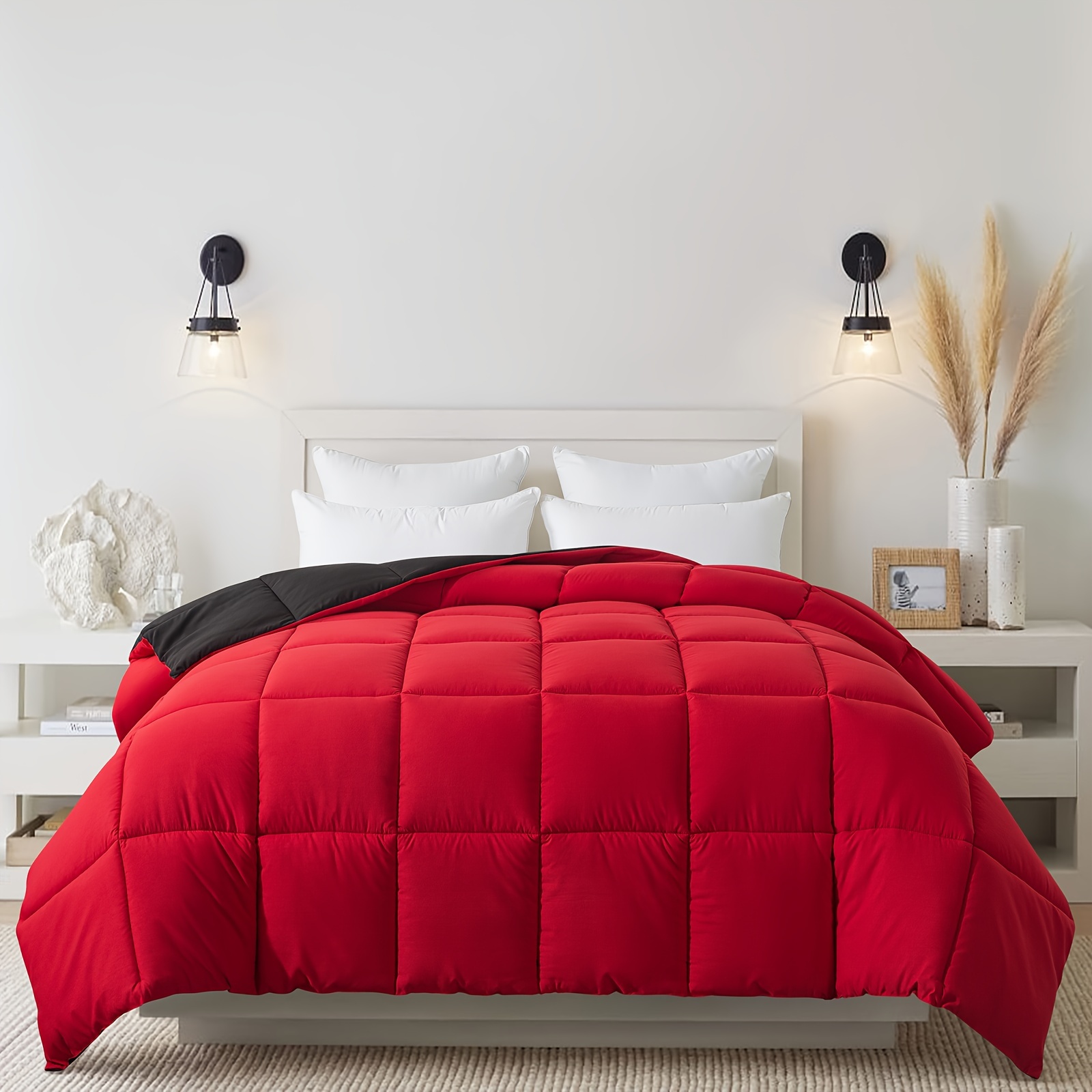 

Cosybay Down Alternative Comforter (red/black, Twin) - All Season Soft Quilted Twin Size Bed Comforter - Duvet Insert With Corner Tabs -winter Summer Warm Fluffy, 64x88 Inches