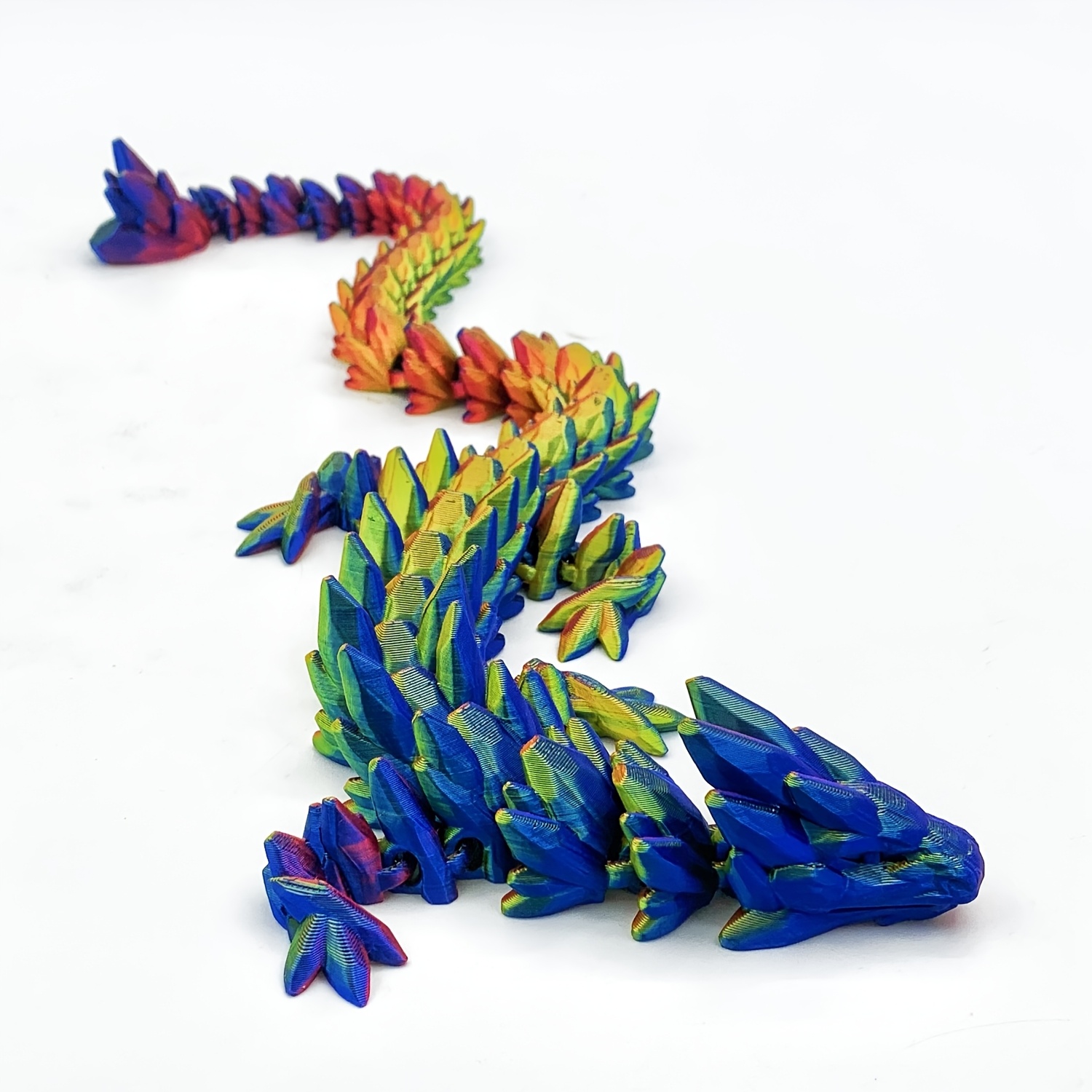 TEMU 1pc 11.81in 3d Printed Large Divine 30cm Gem Dragon Model Movable Doll Toy, , High-end Gradient Material, Made Of Colors, For Room Room