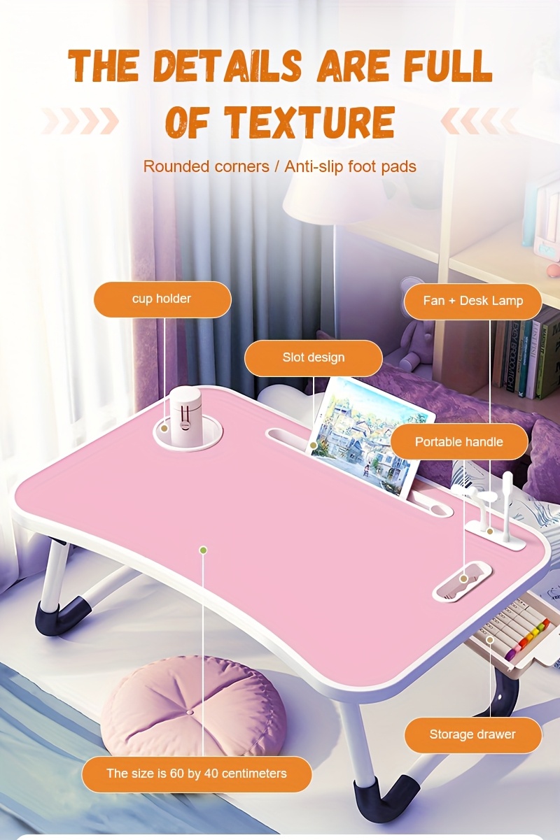 Extra Large Portable Laptop Folding Desk - Study Table, Sturdy and Durable, Ideal for Reading, Writing, and Eating on Beds, Sofas, and Floors. Multi-functional Tray Stand, Bed Table, Laptop Desk, No Assembly Required, Perfect Holiday Gift