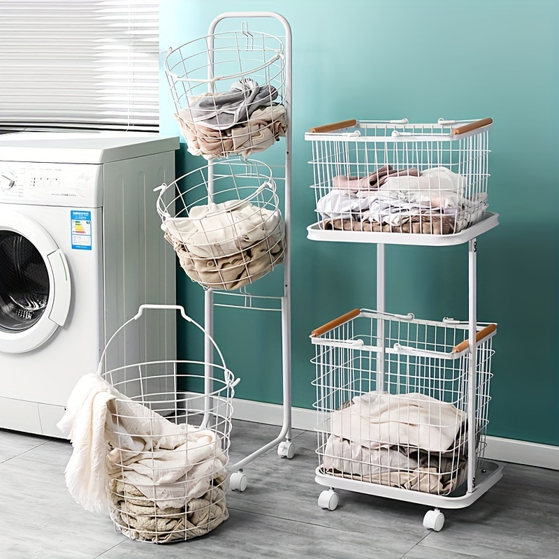 

Metal Nordic Style Laundry Basket With Wheels - Suitable For Various Room Types And Contemporary Style